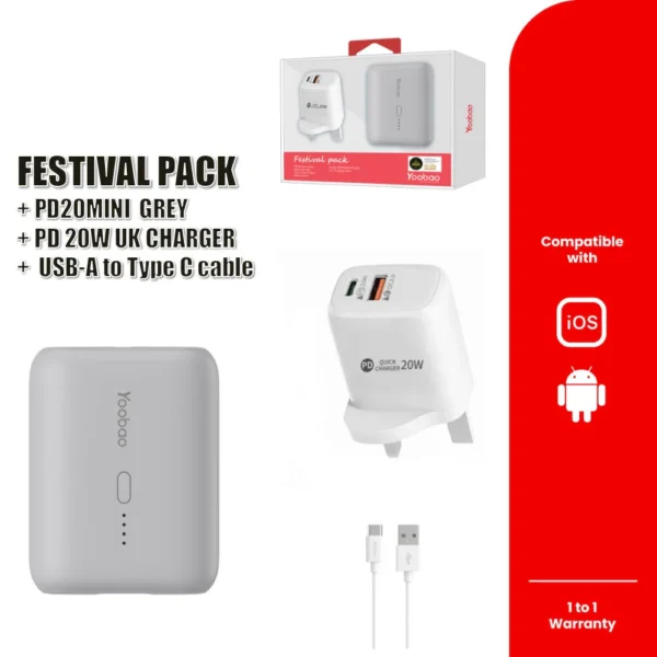 Yoobao PD20 Mini 10000mAh Fast Charging Super Mini Power Bank/ Festival Pack PD 20W Charger Set QC18W/PD20W